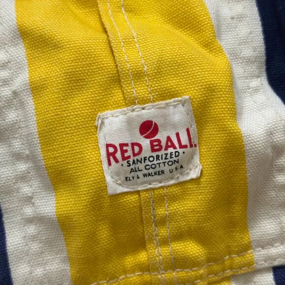 Vintage 50s 60s Red Ball Sanforized Striped Overalls Size 32x29 - Picture 5 of 9